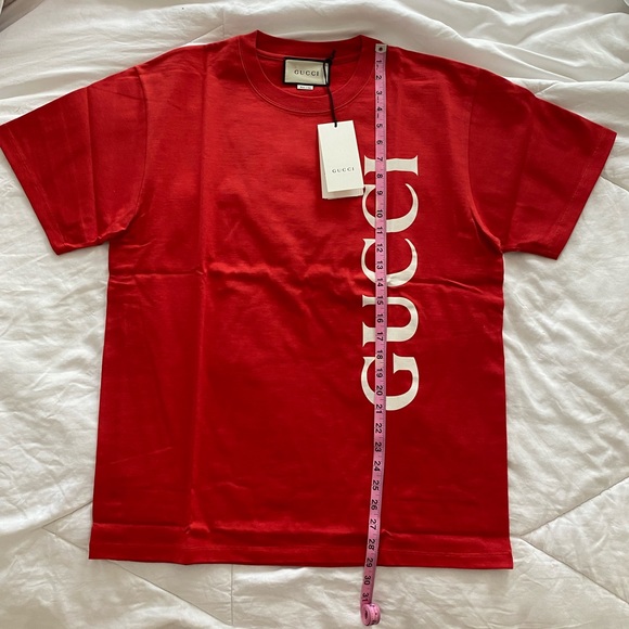Gucci Logo Tee T-Shirt In Red Size Medium - Picture 7 of 10